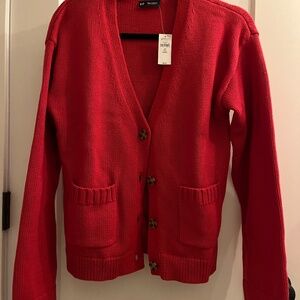GAP Cotton Cardigan, Red NWT Size S Tall